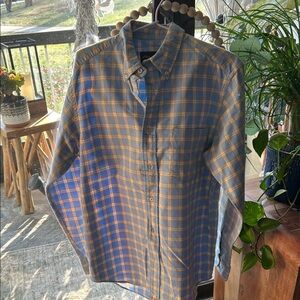 Eddie Bauer Blue and Yellow Plaid Flannel Shirt